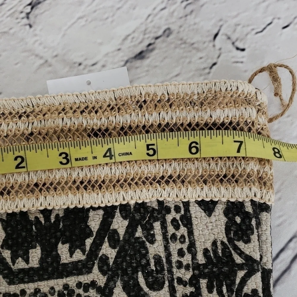 Boho NWT Christmas Stockings. Black & Cream 100% Cotton Washable Price Firm!